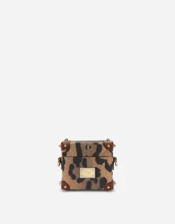 Airpods case in leopard-print Crespo with branded plate