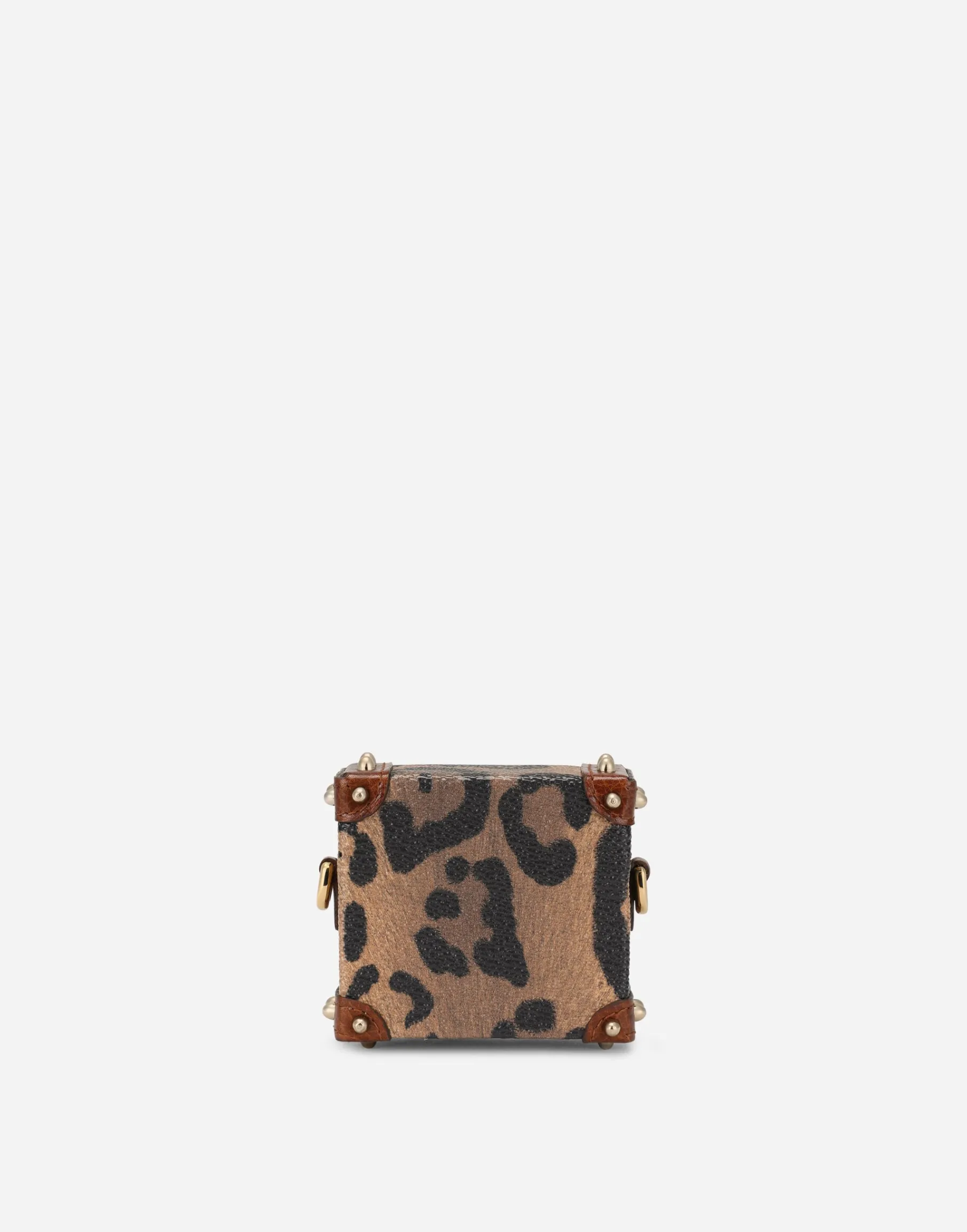 Airpods case in leopard-print Crespo with branded plate