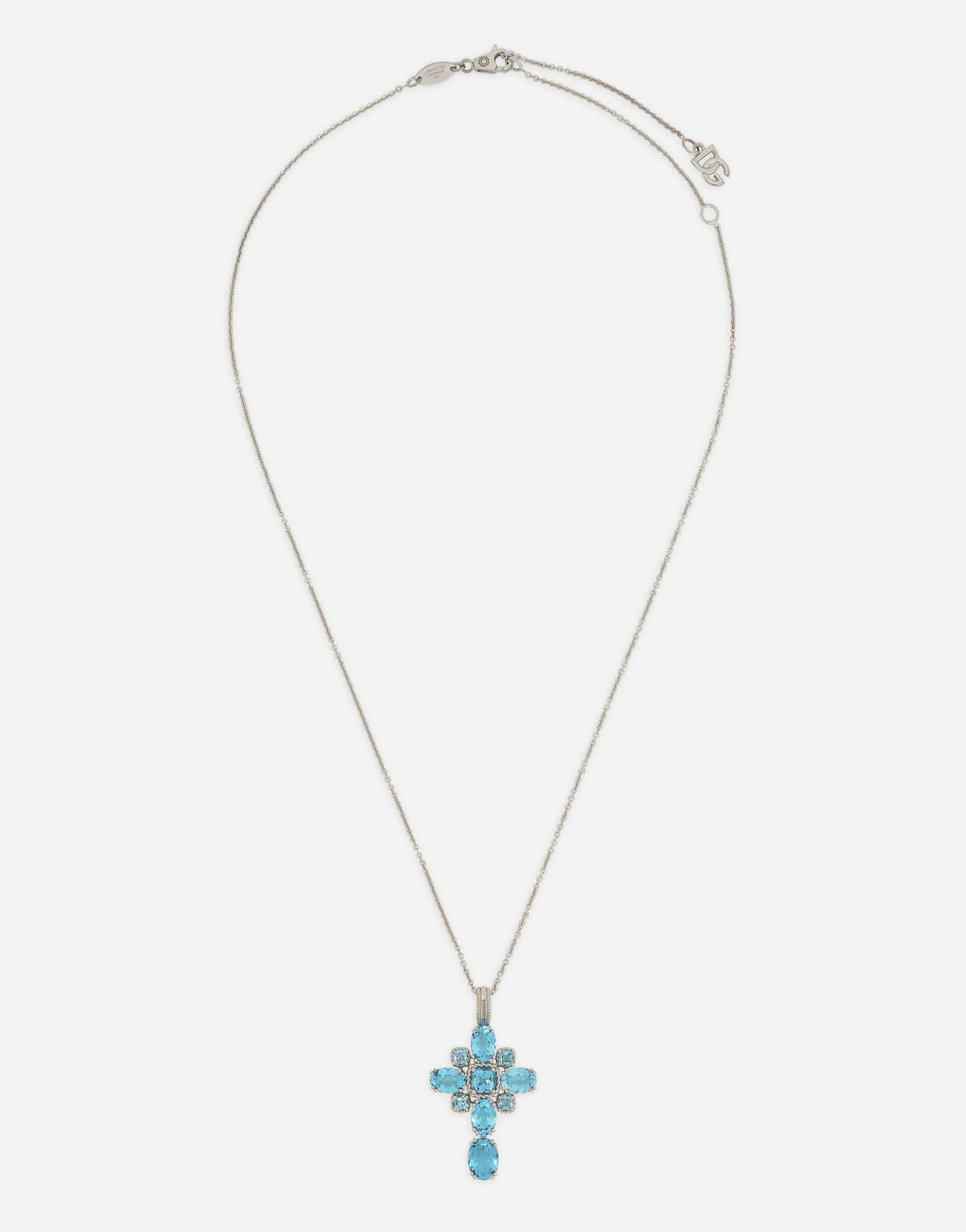 Anna charm in white gold 18kt with light blue topazes