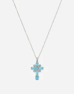 Anna charm in white gold 18kt with light blue topazes