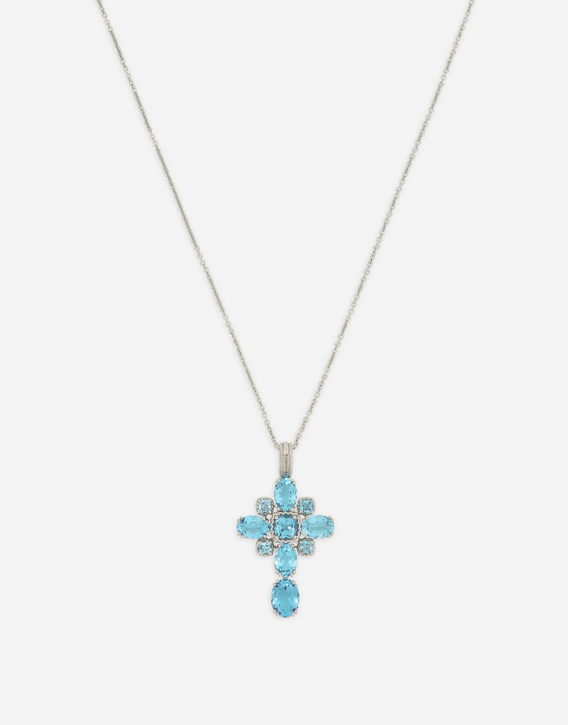 Anna charm in white gold 18kt with light blue topazes