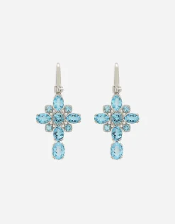 Anna earrings in white gold 18kt with light blue topazes