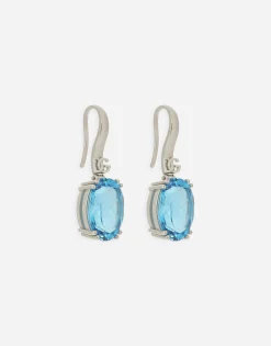 Anna earrings in white gold 18kt with light blue topazes