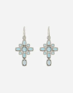 Anna earrings in white gold 18kt with light blue topazes