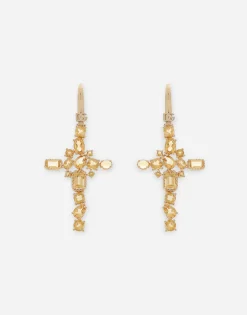 Anna earrings in yellow gold 18kt with citrine quartzes