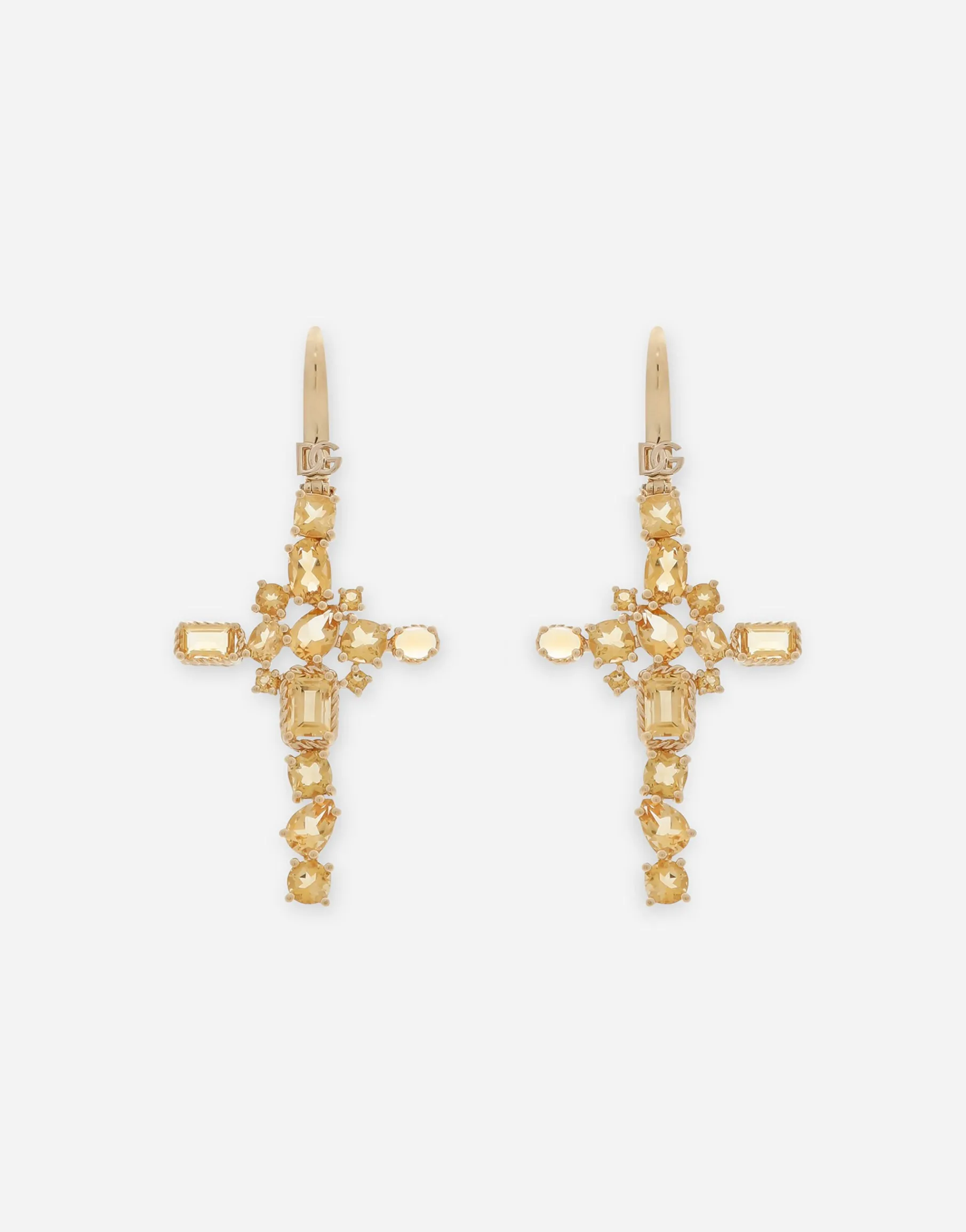 Anna earrings in yellow gold 18kt with citrine quartzes