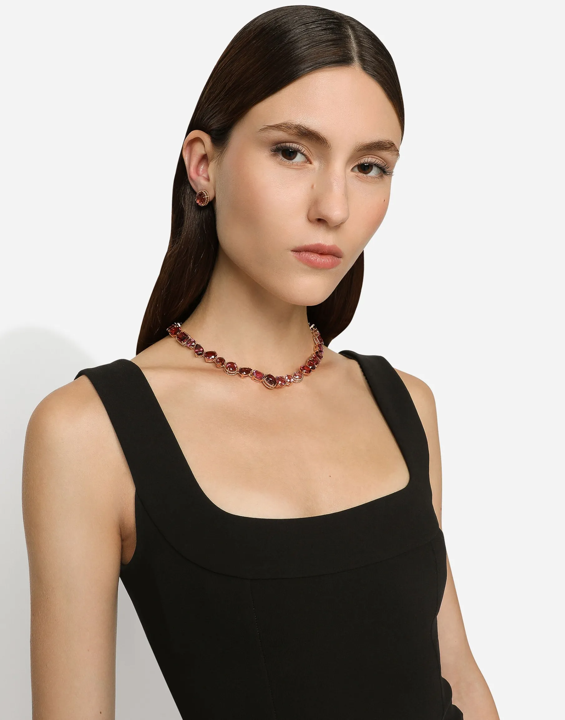 Anna necklace in red gold 18kt with toumalines
