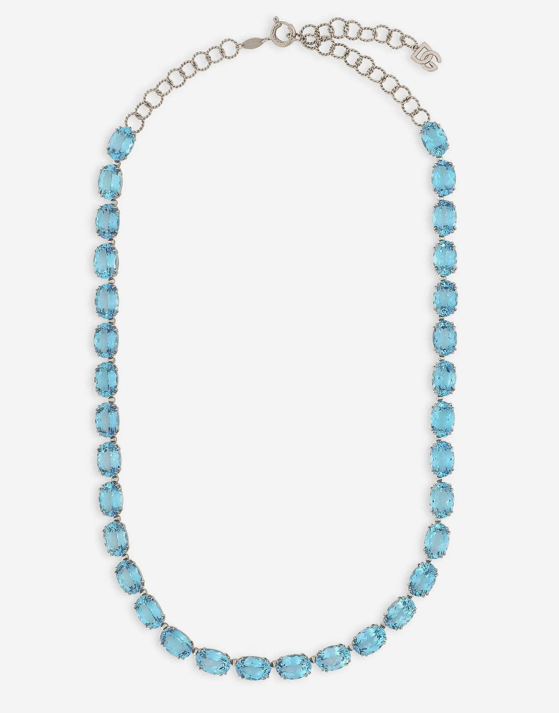Anna necklace in white gold 18kt with light blue topazes