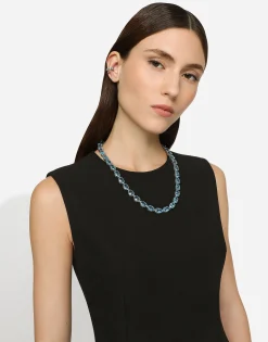 Anna necklace in white gold 18kt with light blue topazes
