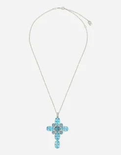 Anna pendant in white gold 18kt with "Swiss" light blue topazes