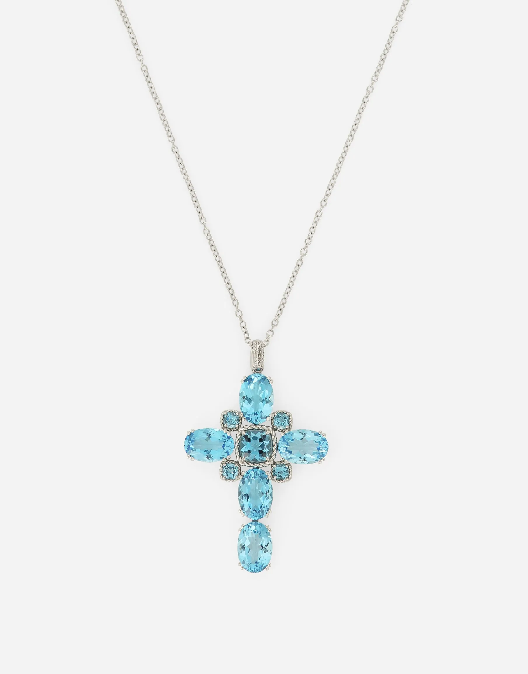 Anna pendant in white gold 18kt with "Swiss" light blue topazes