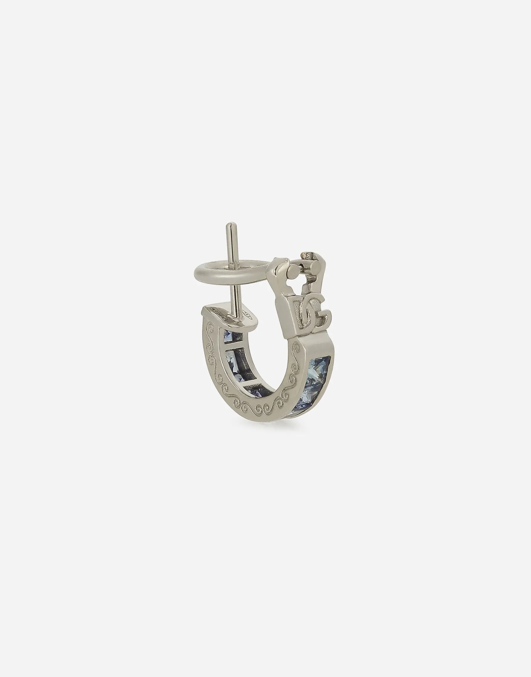 Anna single earring in white gold 18kt with blue sapphires