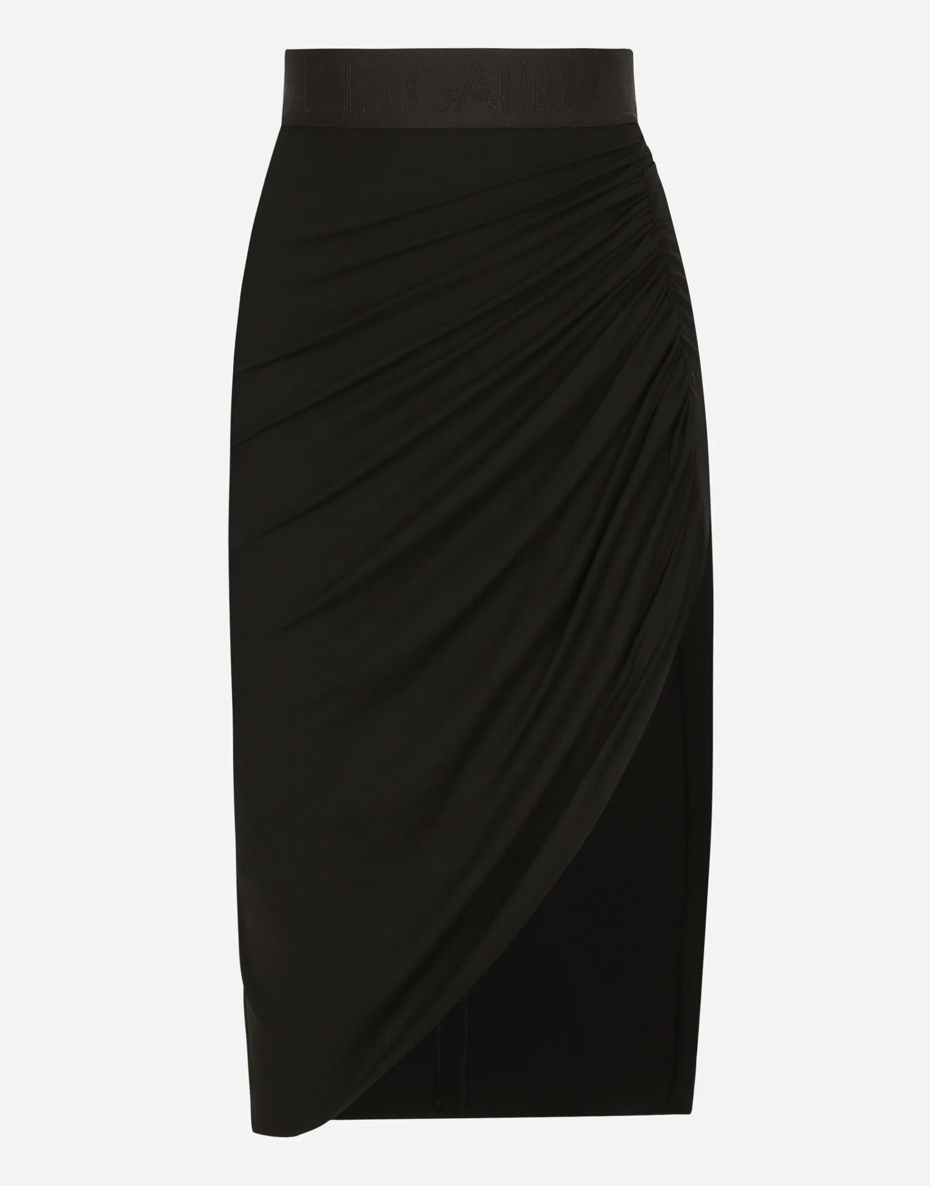 Asymmetrical jersey skirt with draping
