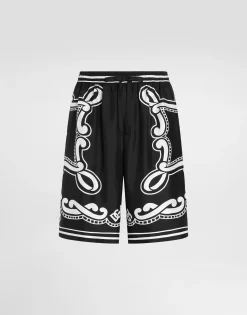 Bandanna-print silk shorts