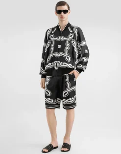 Bandanna-print silk shorts