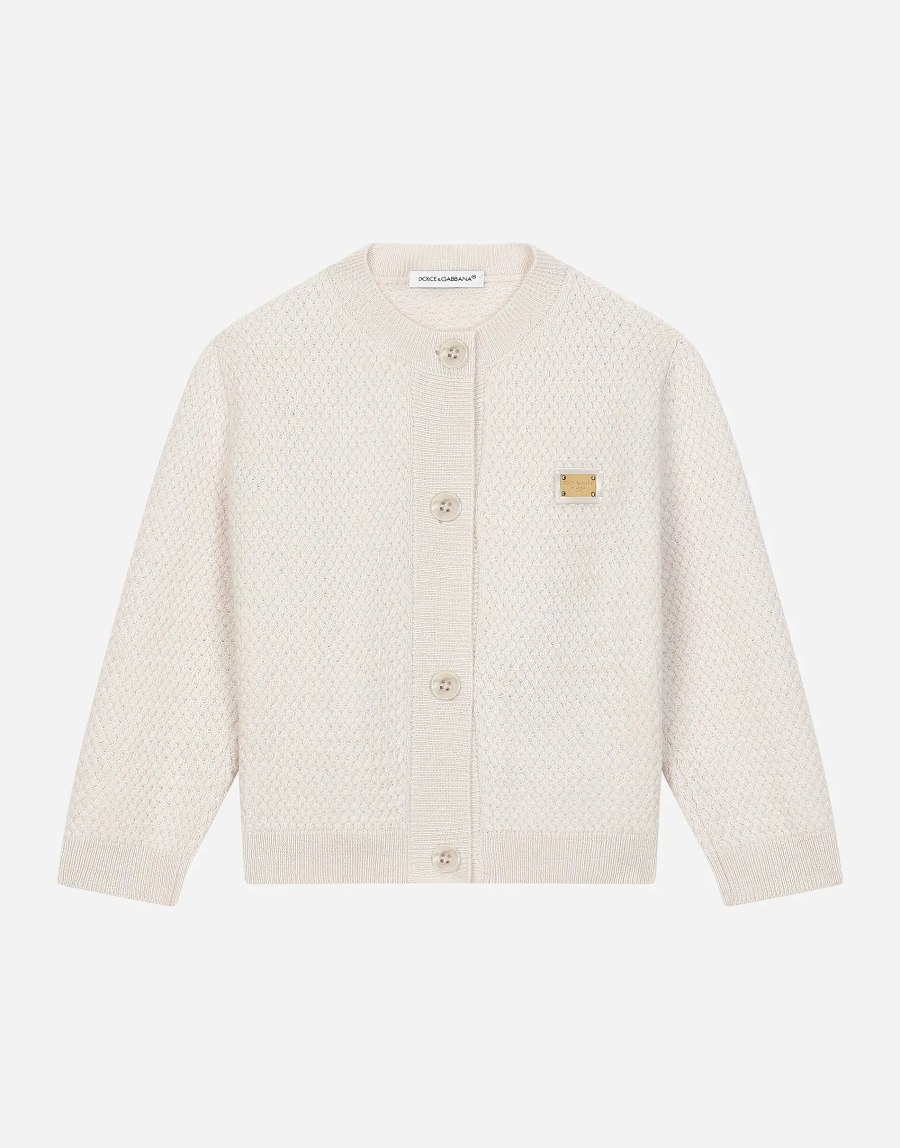 Basketweave-stitch knit cardigan