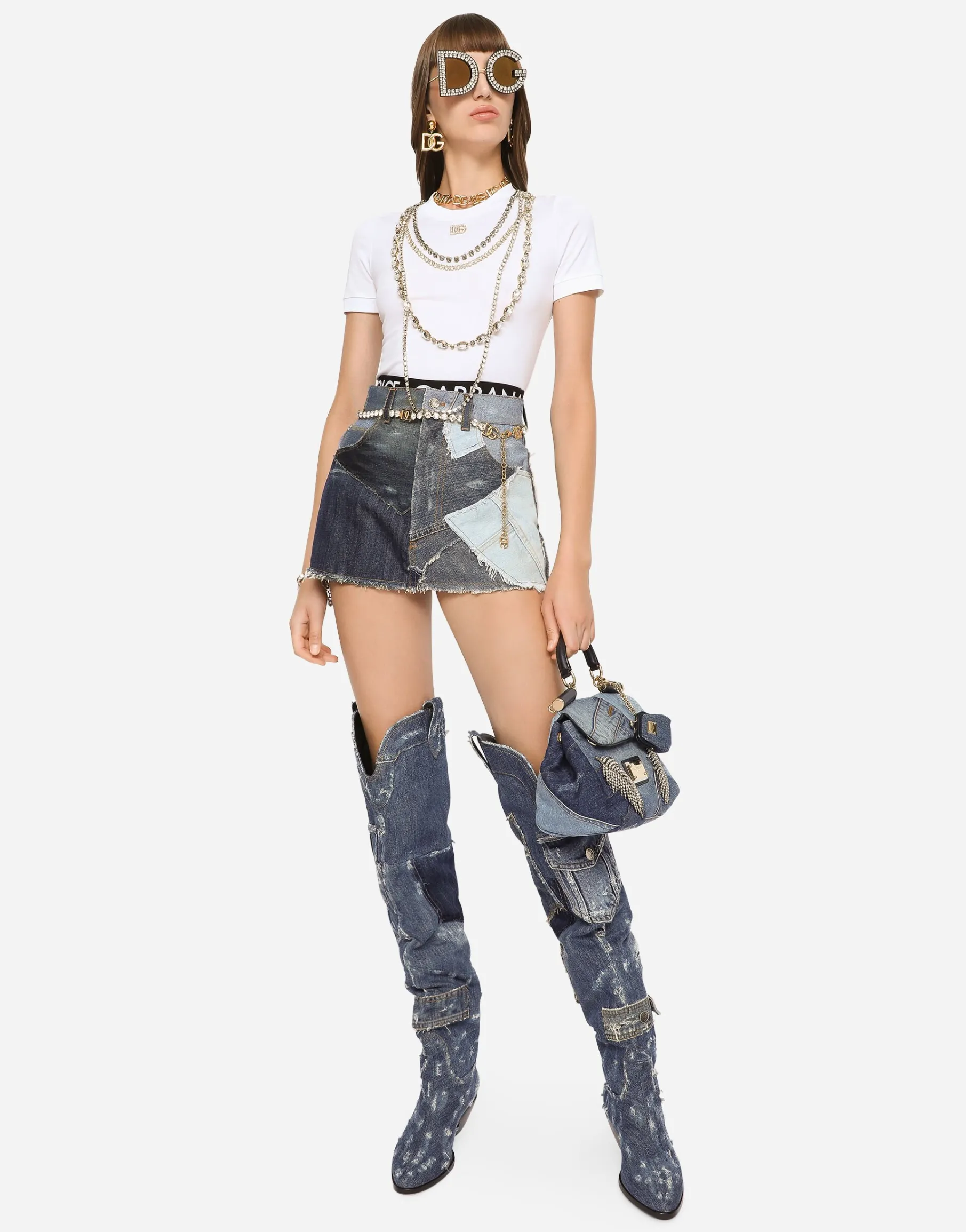 Belt with rhinestone embellishment and DG logo