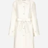 Belted floral jacquard coat