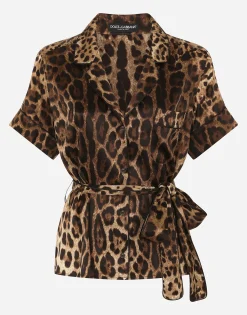 Belted silk shirt