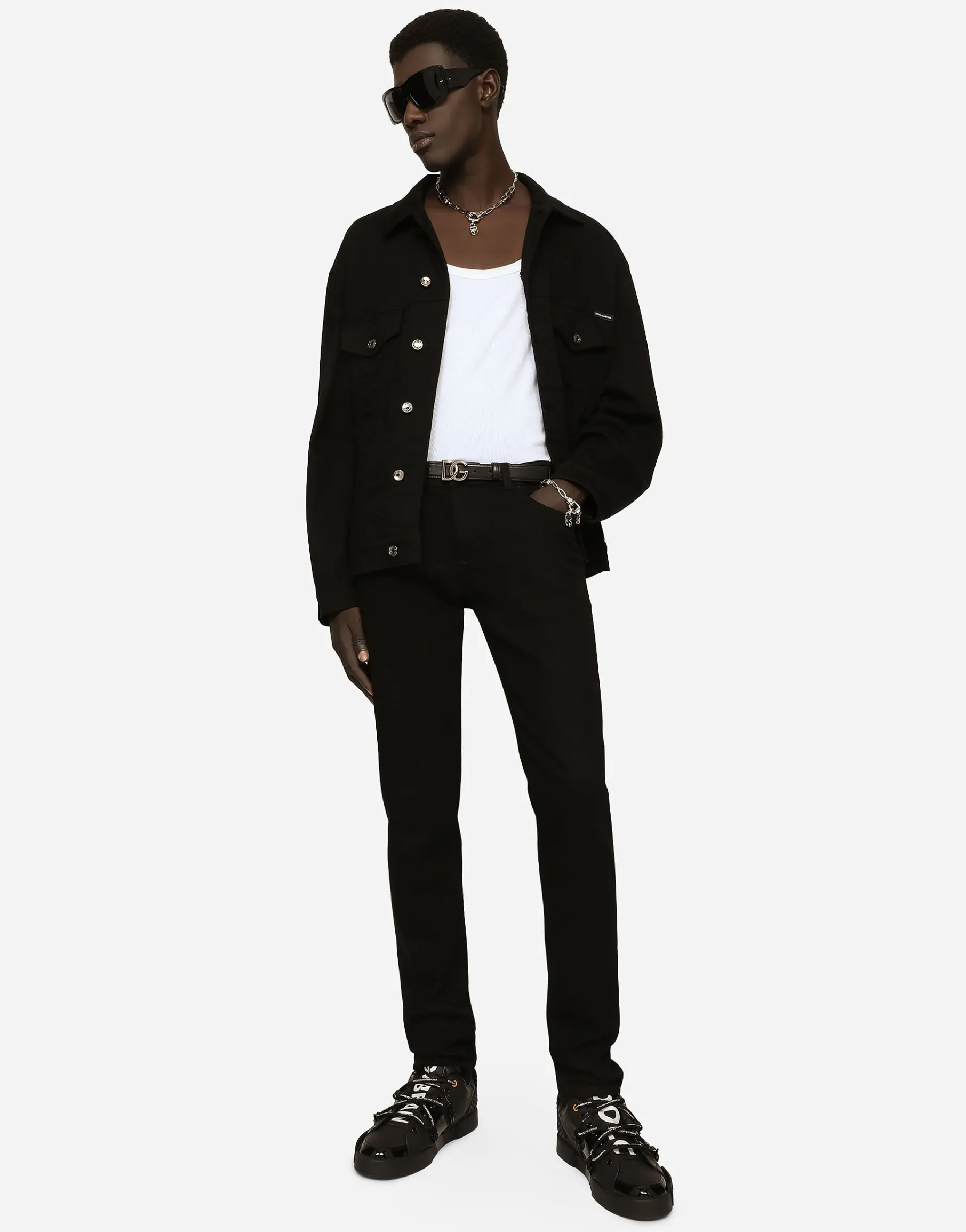 Black wash skinny stretch jeans