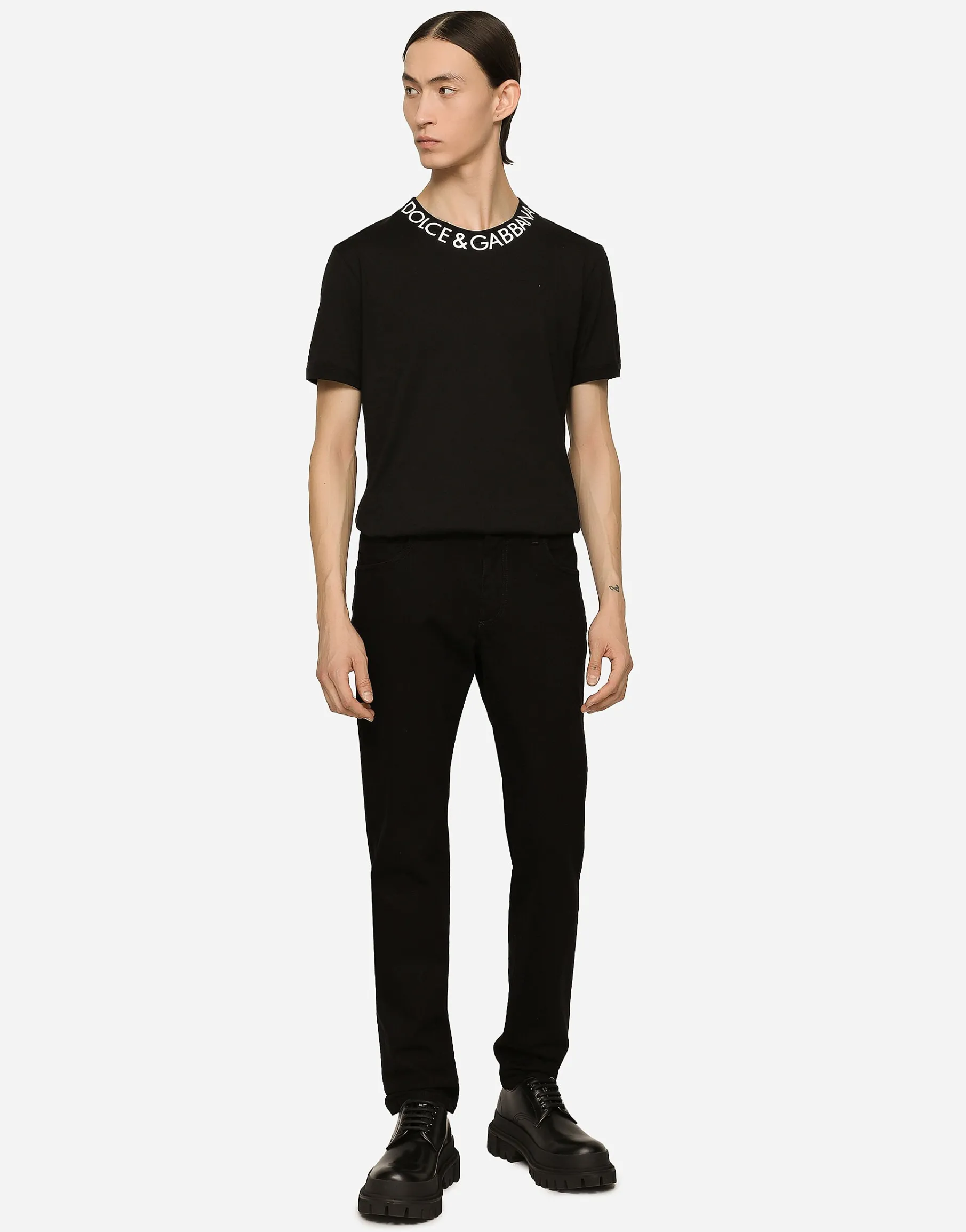 Black wash slim-fit stretch jeans