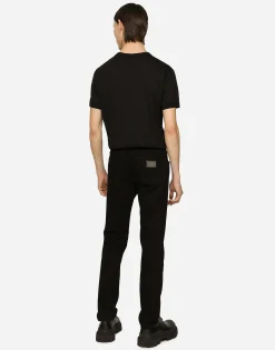 Black wash slim-fit stretch jeans