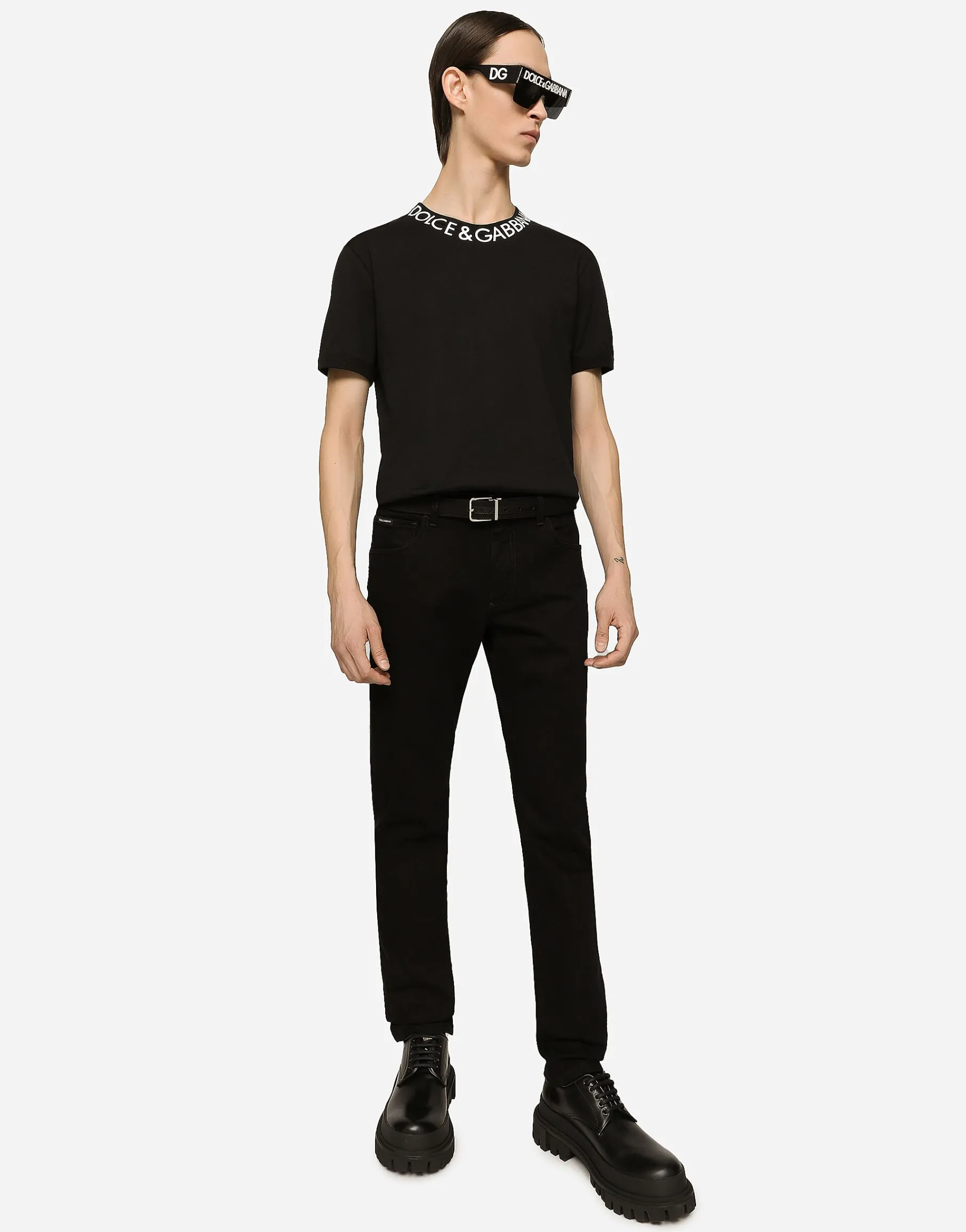 Black wash slim-fit stretch jeans