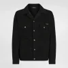 Black wash stretch denim jacket