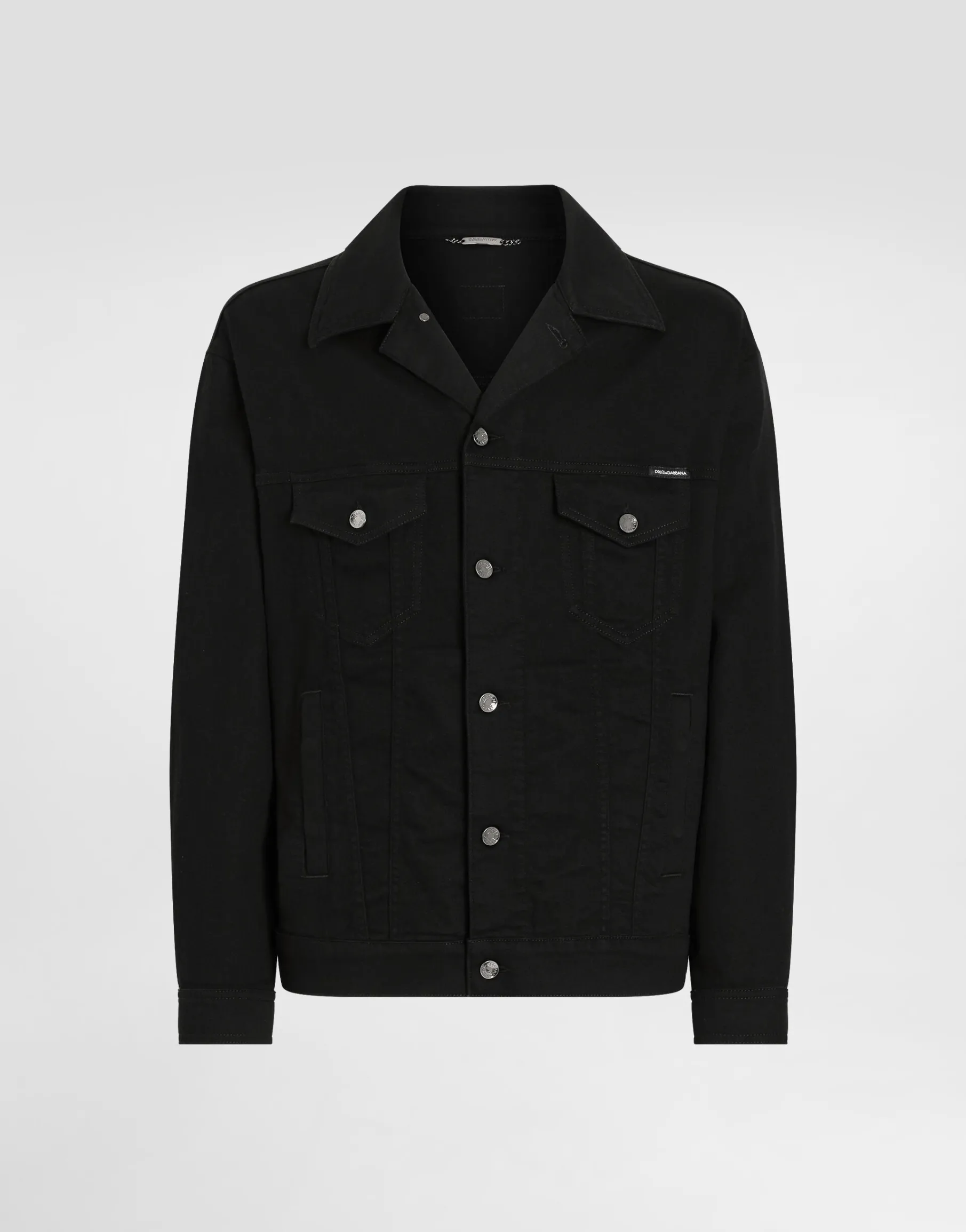 Black wash stretch denim jacket