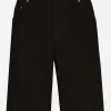 Black wash stretch denim shorts