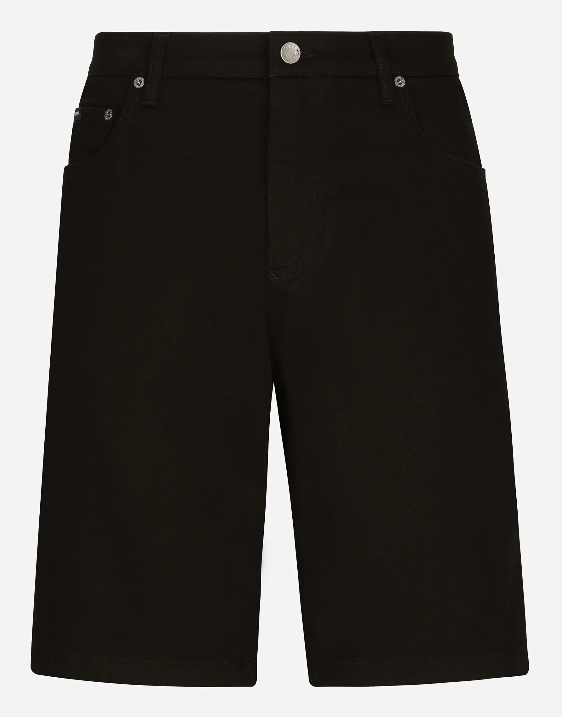 Black wash stretch denim shorts