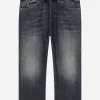 Blue wash stretch denim jeans