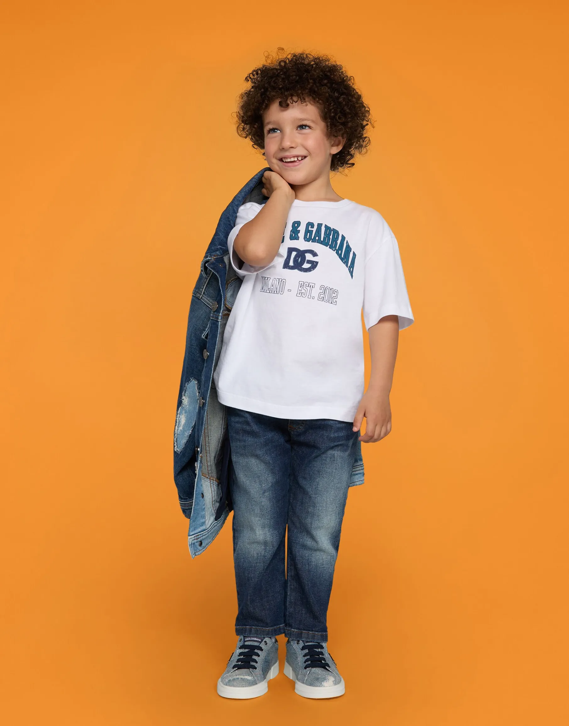 Blue wash stretch denim jeans