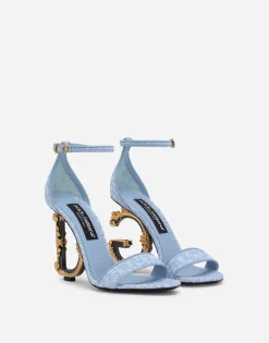Bouclé fabric sandals with Baroque DG detail