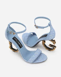 Bouclé fabric sandals with Baroque DG detail