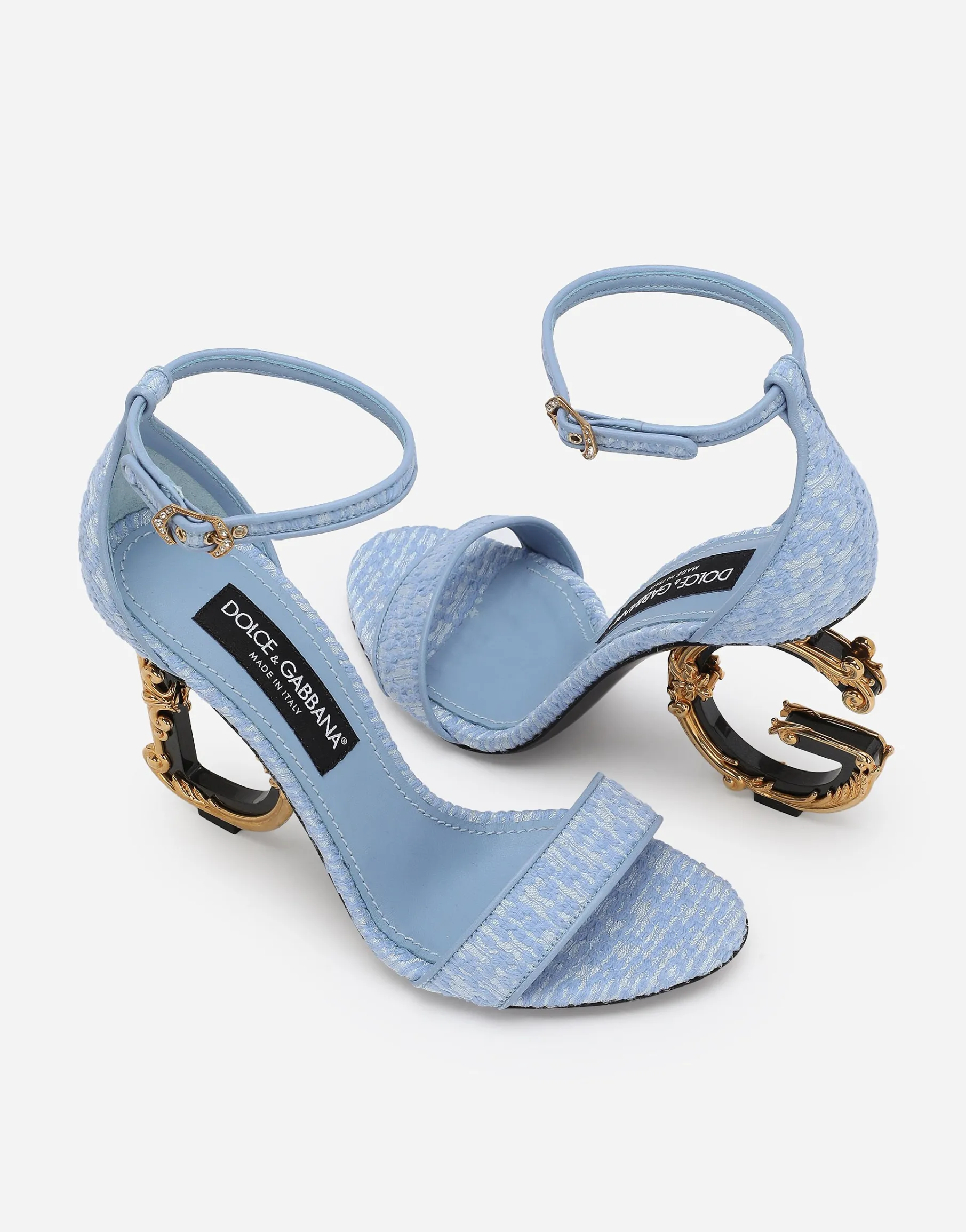 Bouclé fabric sandals with Baroque DG detail