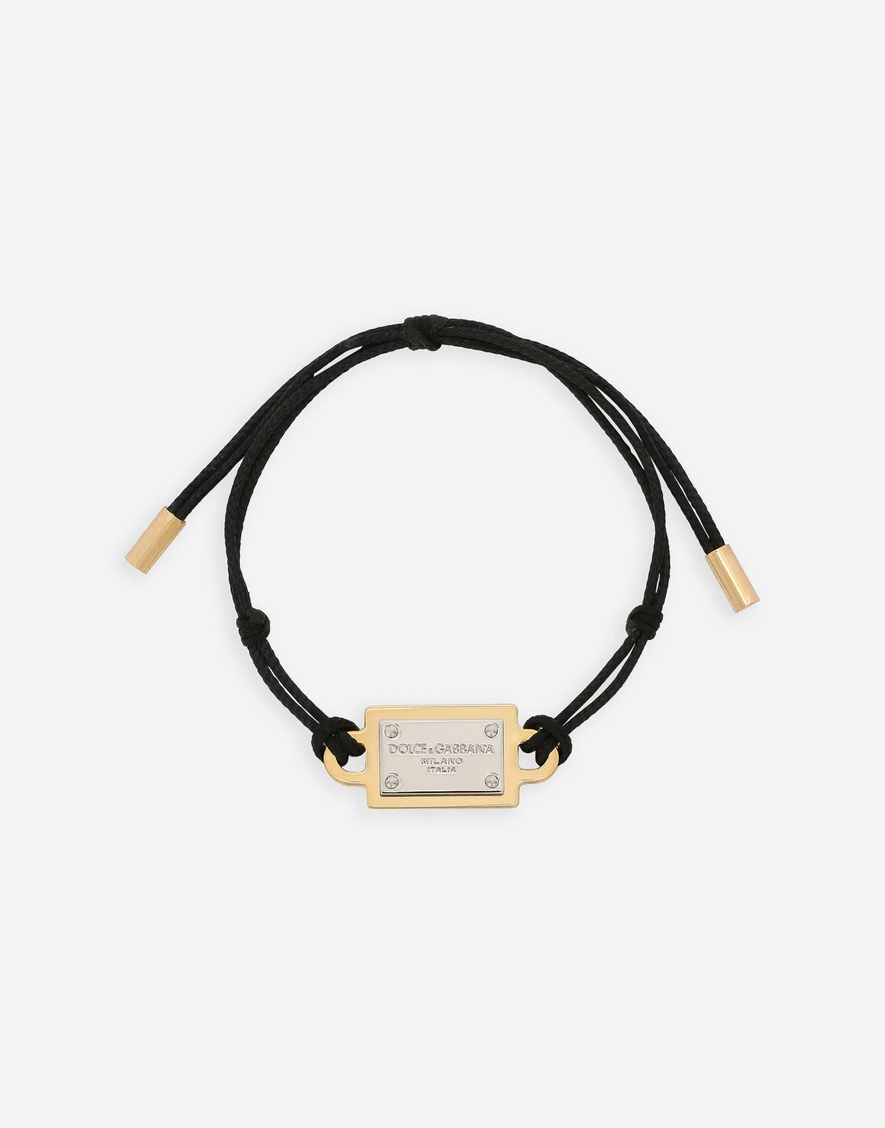Bracelet with cord and logo tag