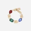 Bracelet with DG logo and multi-colored rhinestones