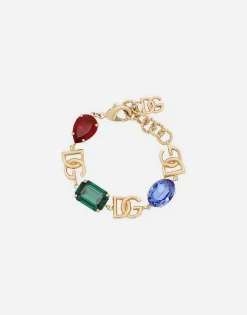 Bracelet with DG logo and multi-colored rhinestones