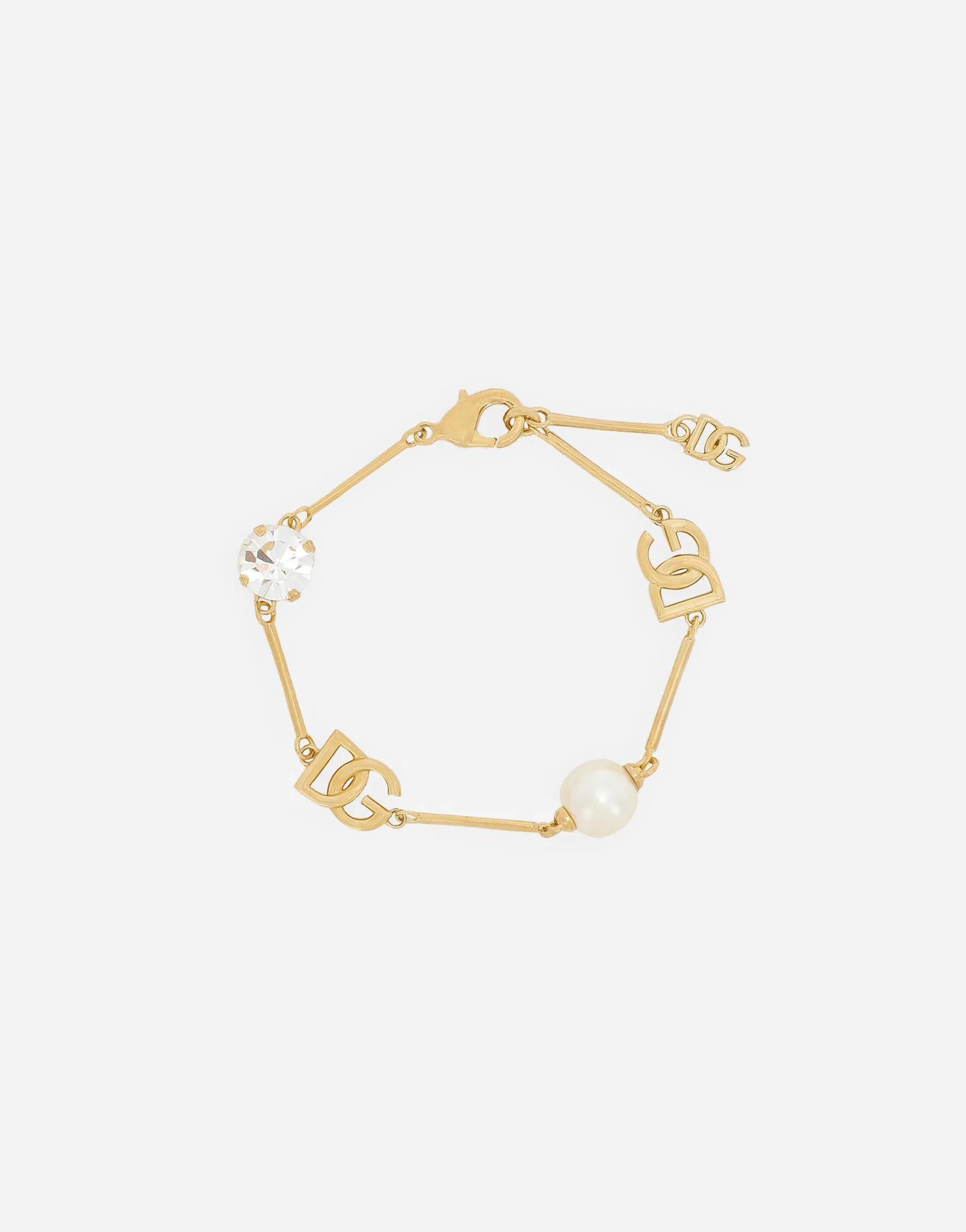 Bracelet with DG logo, rhinestones and beads