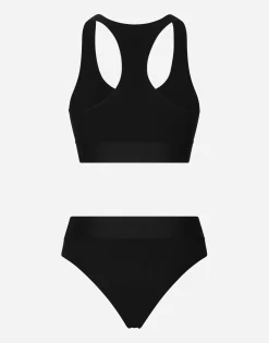 Bralette swimsuit with branded elastic