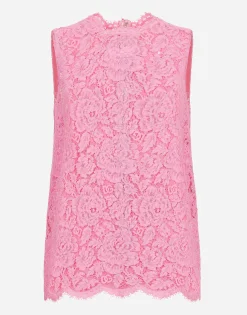 Branded floral cordonetto lace top
