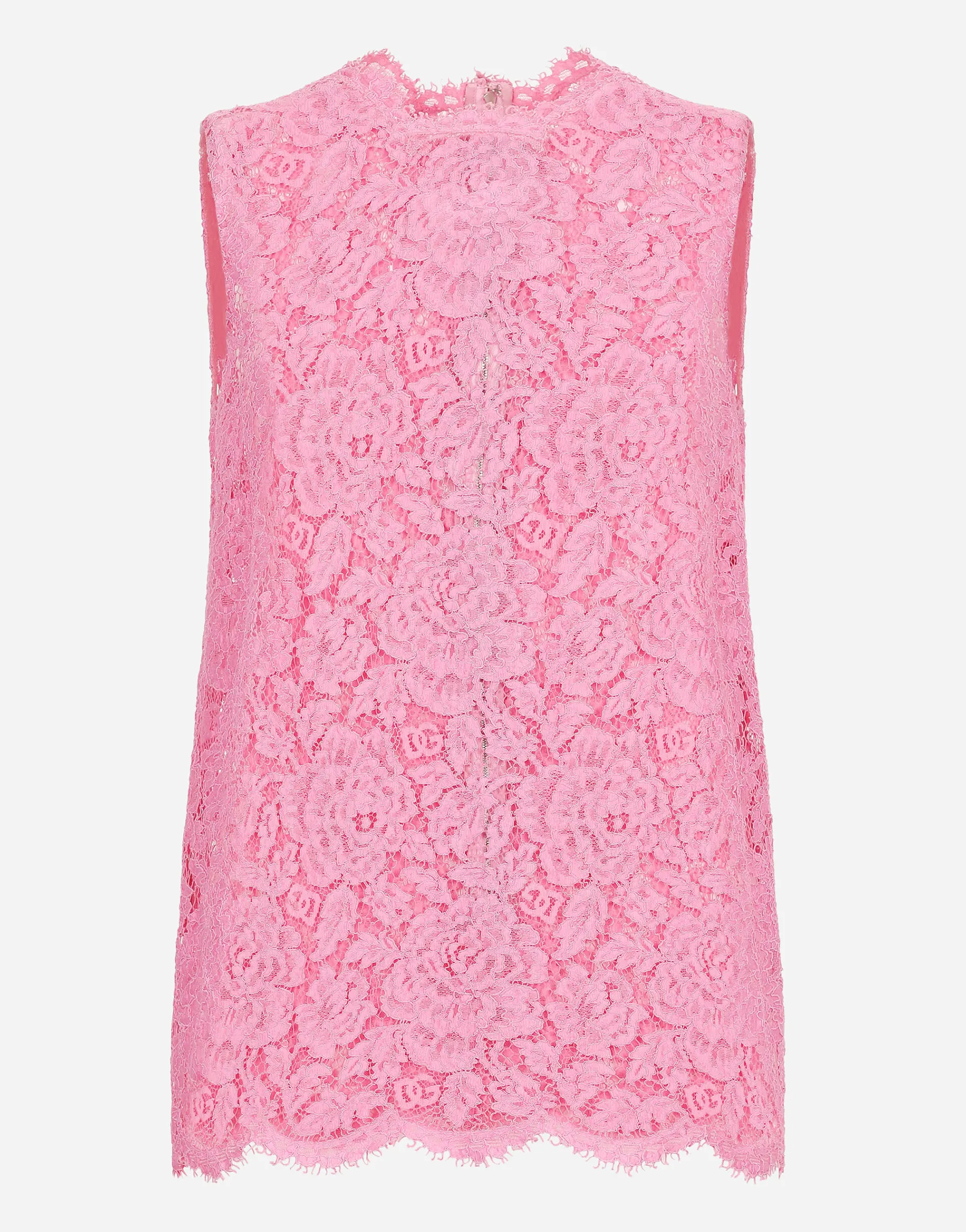Branded floral cordonetto lace top