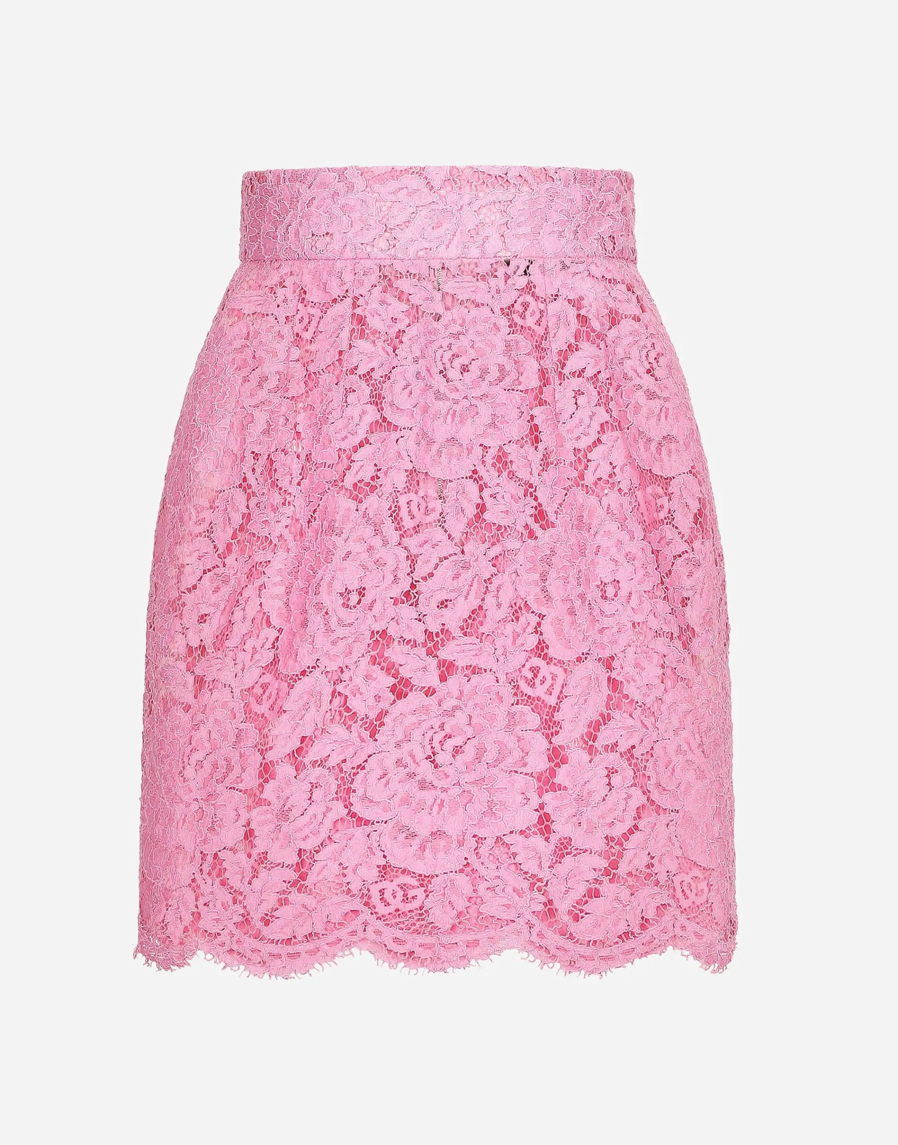 Branded floral cordonetto lace miniskirt