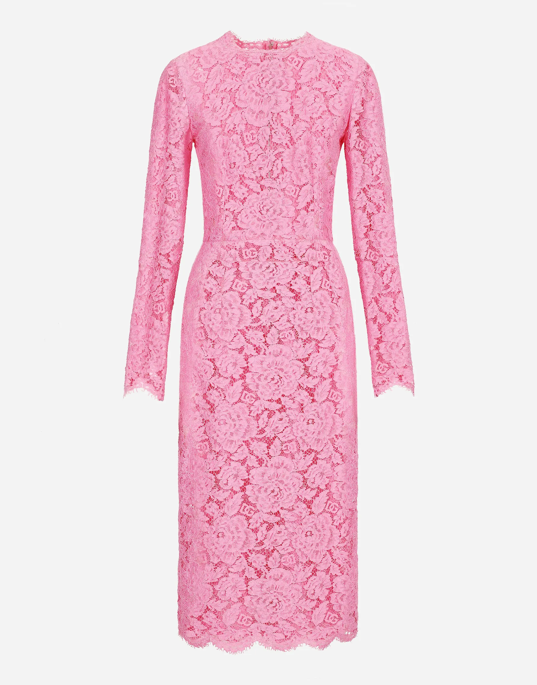 Branded floral cordonetto lace sheath dress