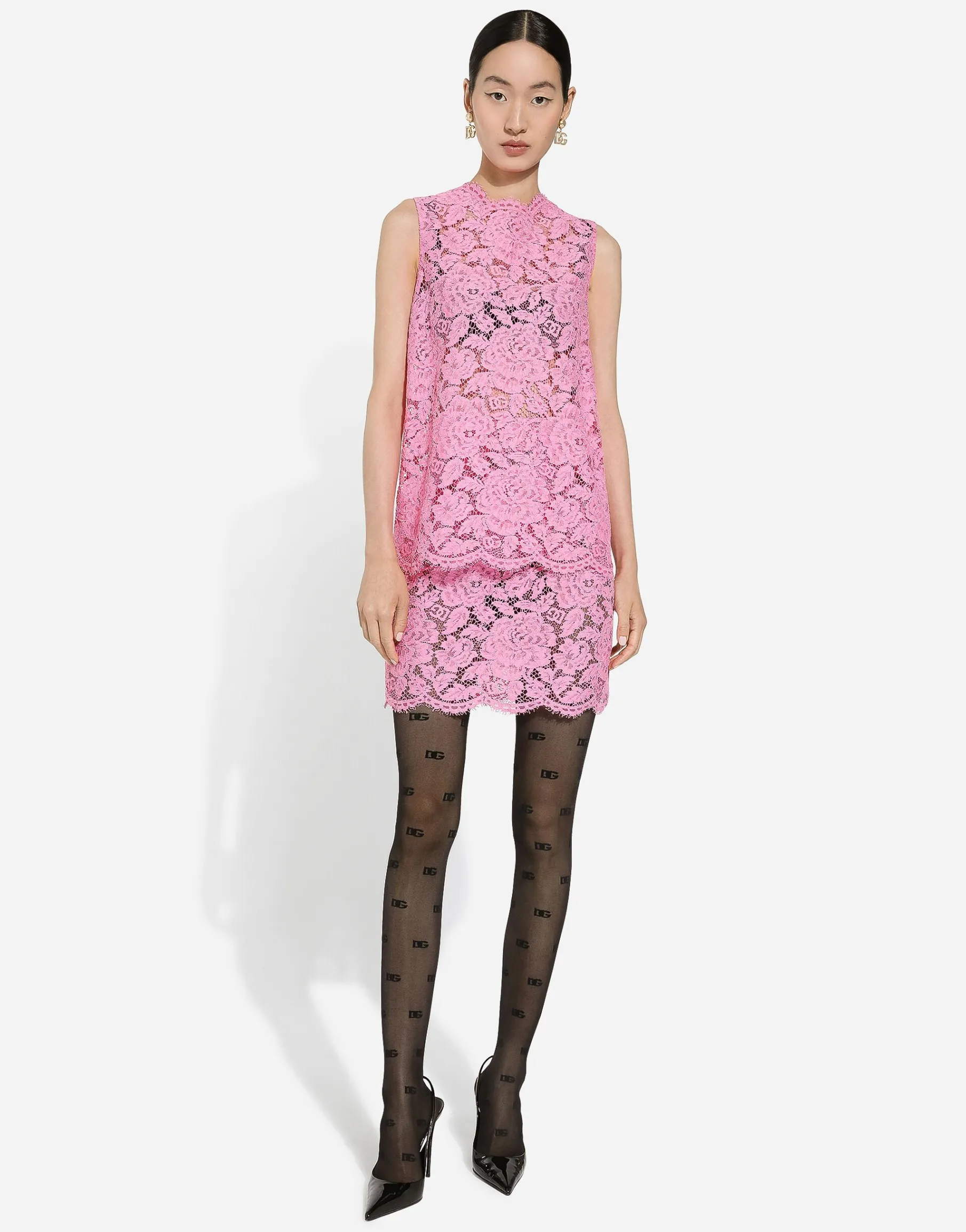 Branded floral cordonetto lace miniskirt