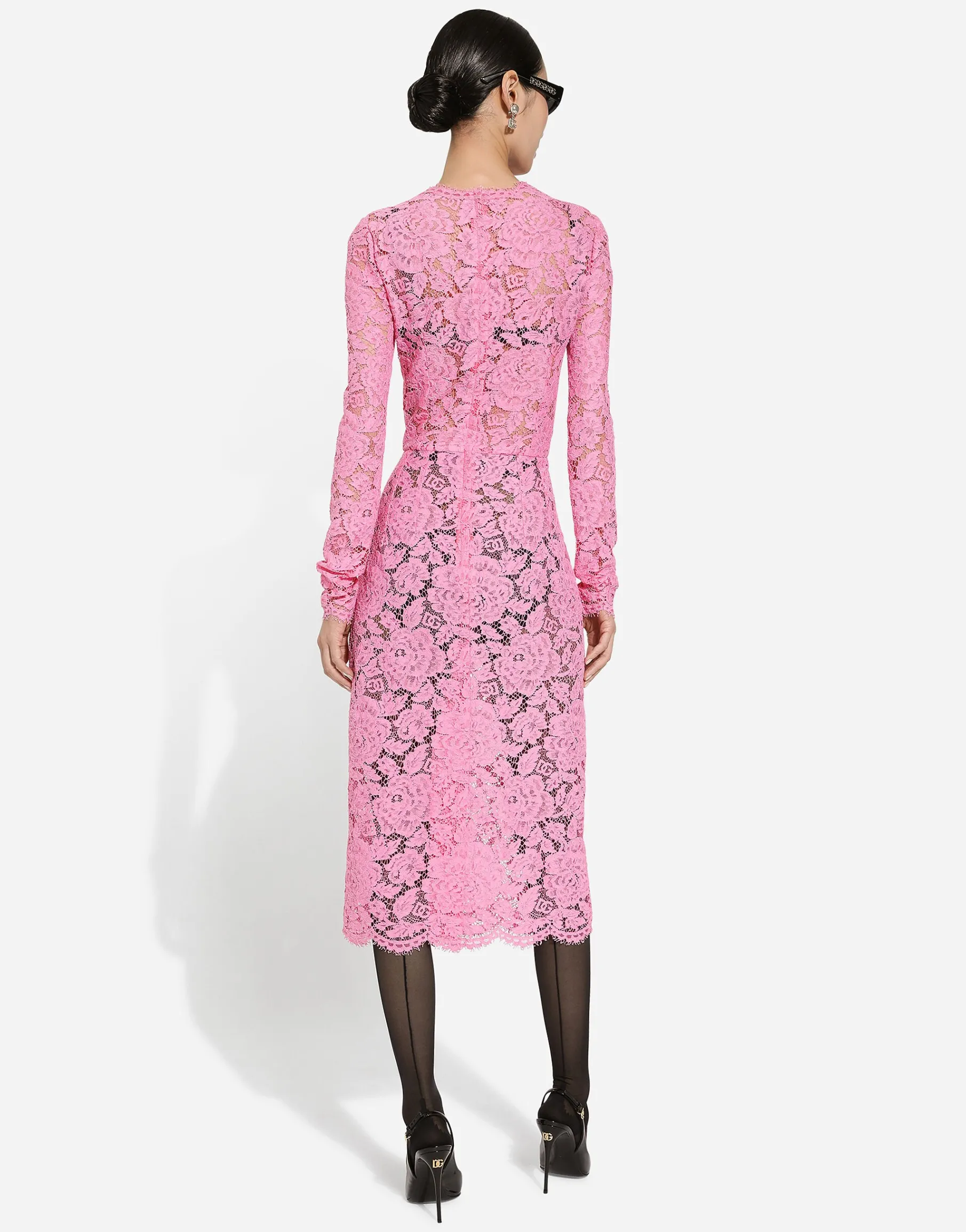 Branded floral cordonetto lace sheath dress