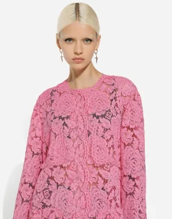 Branded floral cordonetto lace coat