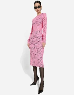 Branded floral cordonetto lace sheath dress