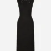Branded stretch lace calf-length dress
